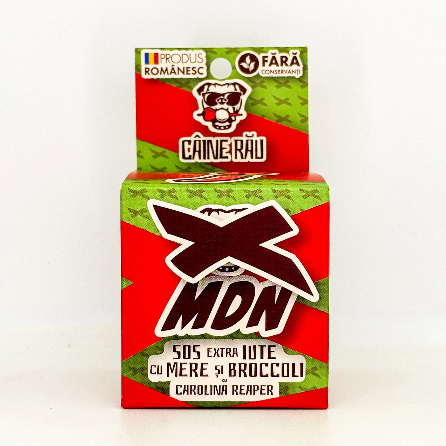 Sos extra iute X MDN cu Mere și Broccoli de la Câine Rău - sos foarte picant artizanal din ingrediente naturale.