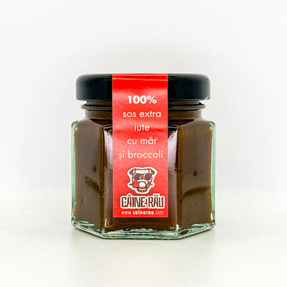 Sos extra iute X MDN cu Mere și Broccoli de la Câine Rău - sos foarte picant artizanal din ingrediente naturale.